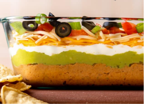 a bowl of seven-layered dip